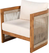 Merax Acacia Wood Outdoor Club Chair, Woven Rope Accents Design, Wooden Patio Accent Chair - Photo 3