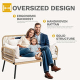 DWVO Outdoor Loveseat, Patio Wicker Furniture Set with Cushion & Adjustable Feet, Patio Couch for Garden, Balcony - Photo 7