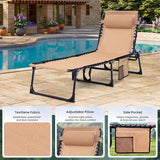 2 Pack Folding Chaise Lounge Chair 5-Position Adjustable Outdoor Recliner 400LB Capacity Portable Patio Camping Beach - Photo 4