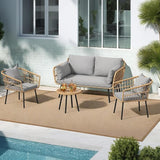 DWVO Patio Furniture Set 4 Pieces Boho Wicker Bistro Set - Photo 7