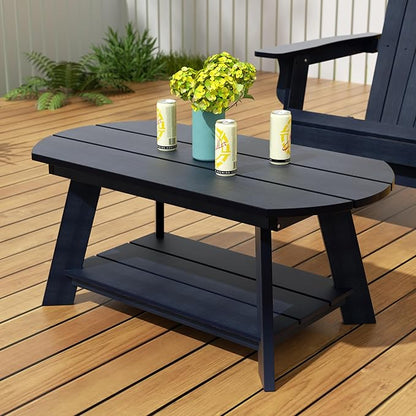 WestinTrends Tuscany Outdoor Coffee Table, All Weather HIPS 2 Tier Patio Adirondack Coffee Table, Navy