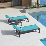 PURPLE LEAF Outdoor Lounge Chair Set of 3 Patio Chaise Pool Lounger Aluminum Frame with Side Table and Wheels for - Photo 1