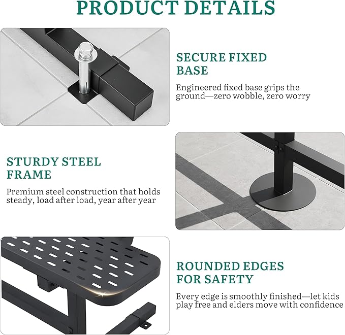 YITAHOME 6ft Outdoor Metal Park Bench with Back, Heavy Duty Park Carbon Steel Bench, Metal Garden Park Bench Thermoplastic Coated Weatherproof Seating for Patio Yard Commercial Use, 573 Lbs Cap Black