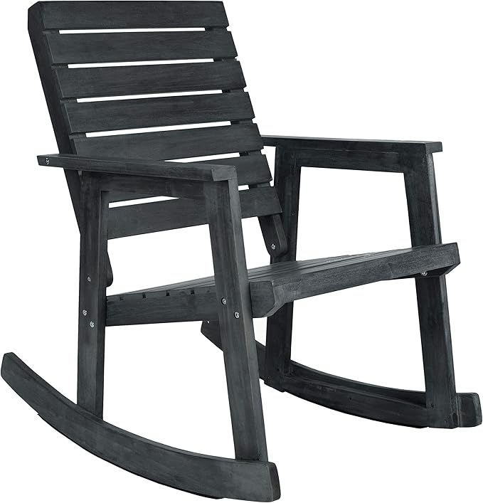 SAFAVIEH FOX6702K Outdoor Collection Alexei Rocking Chair, Dark Slate Grey