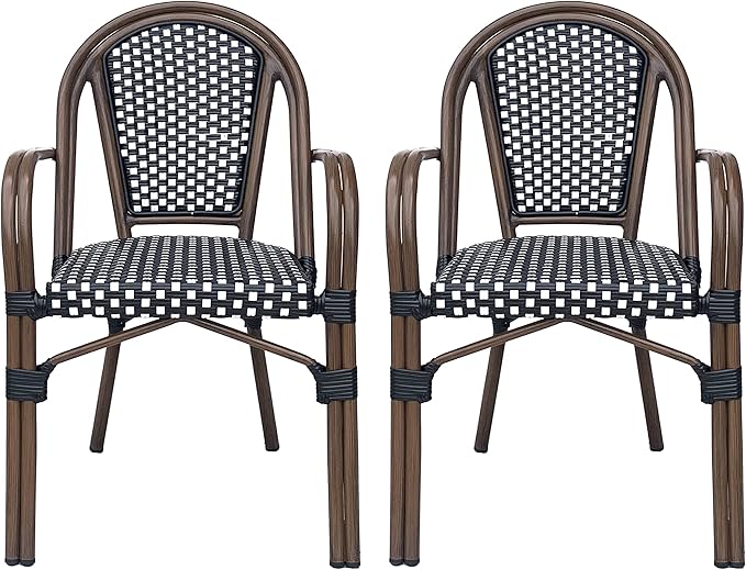 Christopher Knight Home Brianna Bistro Chairs, Black + White + Brown Wood - Photo 1
