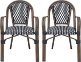 Christopher Knight Home Brianna Bistro Chairs, Black + White + Brown Wood - Photo 1