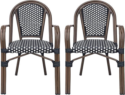 Christopher Knight Home Brianna Bistro Chairs, Black + White + Brown Wood