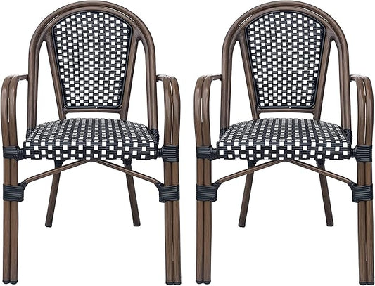 Christopher Knight Home Brianna Bistro Chairs, Black + White + Brown Wood