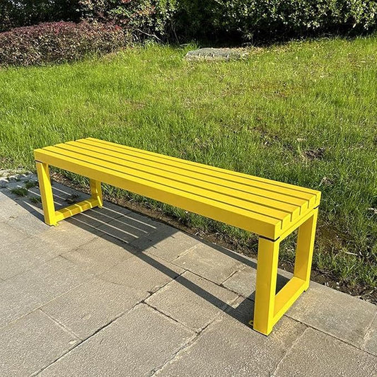 Outdoor Bench,Garden Bench,Stable Metal Legs,2 Seater Patio Benches 880lb Capacity,Park Furniture Seating for Backyard Balcony Lawn Front Porch(Yellow,71 Inch)