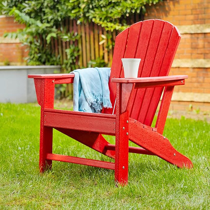 Glitzhome JK89002R Outdoor Adirondack Chairs for Yard, Patio, Garden, Lawn, Red