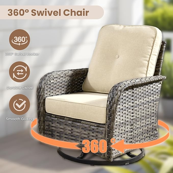 HOOOWOOO Patio Furniture Set, 7 Pieces Outdoor Conversation Set - Photo 2