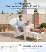 PASAMIC Folding Adirondack Chairs Set of 2 with Retractable Ottoman, 5-Position Adjustable Backrest - Photo 3