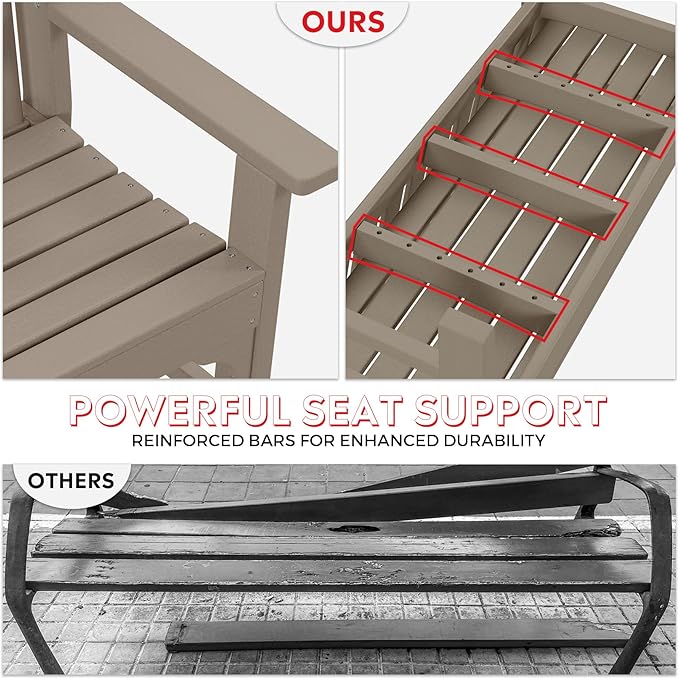 Costaelm Garden Bench, Farmhouse Park Front Porch for Entryway Bench Outdoor Seating Low Bench Patio Bench Outside/Indoor, Weathered Wood