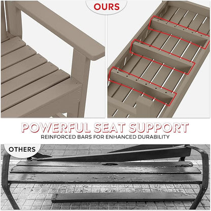 Costaelm Garden Bench, Farmhouse Park Front Porch for Entryway Bench Outdoor Seating Low Bench Patio Bench Outside/Indoor, Weathered Wood