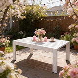 All-Weather Aluminum Outdoor Coffee Table, Modern Coffee Table for Outside - Photo 1
