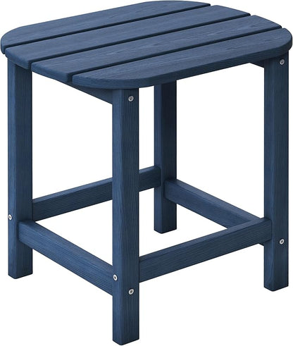 Outdoor Adirondack Side Table for Patio Porch Pool, 18" HDPE Weather Resistant End Table for Backyard and Indoor Use, Easy Maintenance & Indoor Outdoor Durable Construction(Navy Blue)