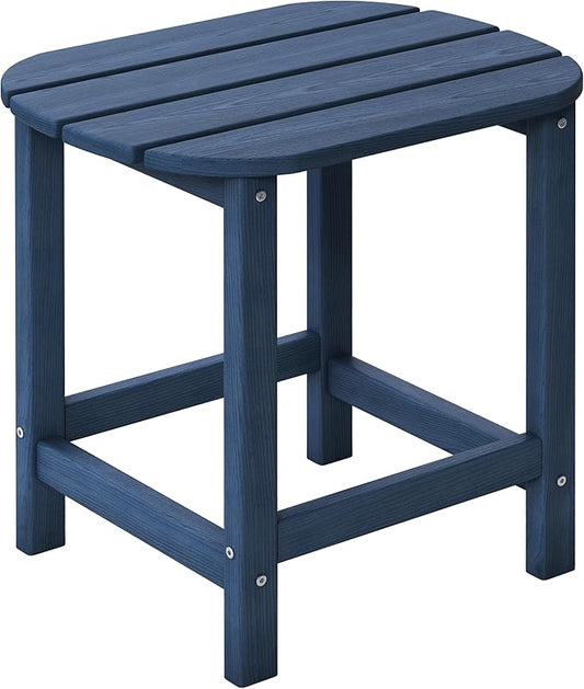 Outdoor Adirondack Side Table for Patio Porch Pool, 18" HDPE Weather Resistant End Table for Backyard and Indoor Use, Easy Maintenance & Indoor Outdoor Durable Construction(Navy Blue)