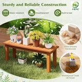 Tangkula Outdoor Backless Bench, Solid Wood Patio Bench w/Slatted Seat - Photo 4
