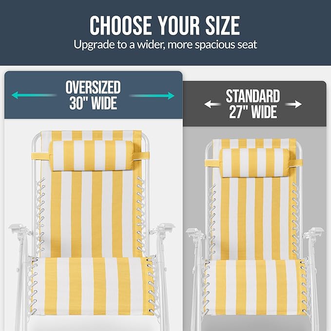 Best Choice Products Set of 2 Extra Wide Adjustable Steel Mesh Zero Gravity Lounge Chair Recliners w/Pillows and Cup - Photo 4