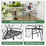 HavenlyYouth Butterfly Shaped Outdoor Bench, Black Garden Bench for Outdoor with Sturdy Stable Metal Frame - Photo 8