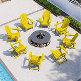 Folding Adirondack Chair with Cup Holders, HDPE Plastic Outdoor Chairs, Weather Resistant, Real Wood Look for Patio - Photo 6