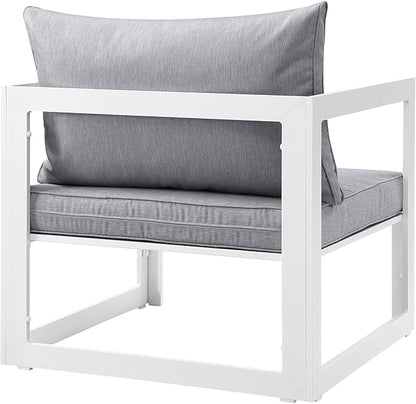 Modway Fortuna Aluminum Outdoor Patio Armchair in White Gray