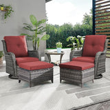 Rilyson Wicker Patio Furniture Set - 5 Piece Rattan Outdoor Sectional Conversation Sets with 2 Swivel Rocking Chairs - Photo 7