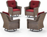 Patio Chairs Outdoor Swivel Glider - Set of 4 High Back Outside Brown Wicker Rattan Rocking Chair with Thick Cushion - Photo 1