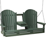 LuxCraft Adirondack Porch Swing 5' with Flip Down Center Console (Green) - Photo 1