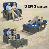 Outsunny Patio Rattan Daybed, Wicker Outdoor Daybed with Storage Ottoman, Loveseat Sofa with Adjustable Backrest - Photo 3