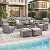 Luxury Patio Furniture Set with 6-inch Thick Cushion, Outdoor Furniture with Fire Pit Table, Swivel Chairs, Sofa - Photo 6