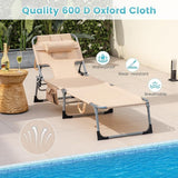 Goplus Tanning Chair with Face Hole, Foldable Adjustable Beach Chaise Lounger w/Arm Hole - Photo 5