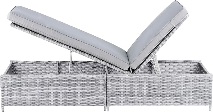 Elle Decor Vallauris Patio Outdoor Furniture Collection, Premium All Weather Wicker, Storage Chaise Lounge, Gray - Photo 7