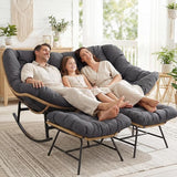 RADIATA Double Rocking Chair with Ottomans, Oversized Egg Rocking Chair for 2 - Photo 4