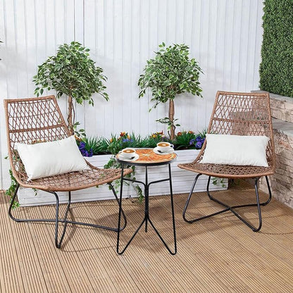 VCUTEKA Patio Side Table Outdoor Accent Table Bistro Coffee Tables Plant End Small Porch Tables Indoor Round Glass Balcony Plant Stands Orange 12''
