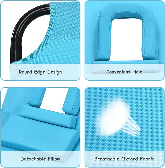 GYMAX Beach Lounge Chair, Sunbathing Chair Patio Lounge Chair Folding Adjustable Recliner with Hole for Face - Photo 4