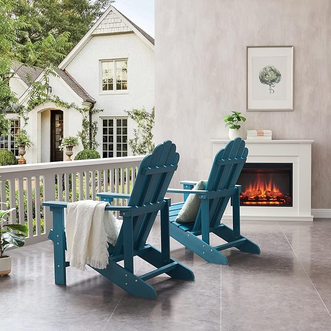 Adirondack Chairs Weather Resistant, Patio Firepit Chair, Sturdy Outside Chairs, Lawn Chairs, Easy Assembly 350lb, for Outdoor Patio Yard