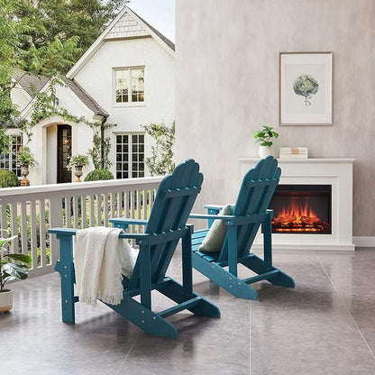 Adirondack Chairs Weather Resistant, Patio Firepit Chair, Sturdy Outside Chairs, Lawn Chairs, Easy Assembly 350lb, for Outdoor Patio Yard
