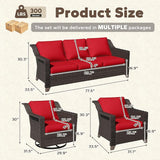 5 Pieces Patio Conversation Furniture Set - 1 Sofa, 2 Armchairs, 2 Swivel Chairs - Photo 2