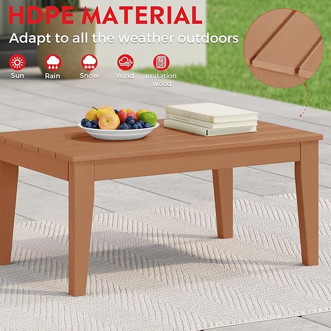 Costaelm Adirondack Outdoor Coffee Table, HDPE Drink Table Weather Resistant - Photo 7