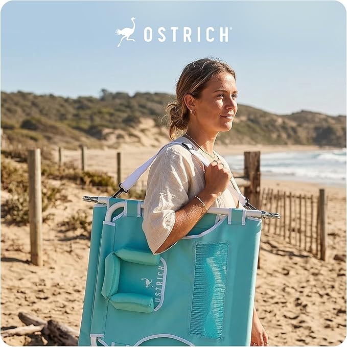 Ostrich the Ladies Comfort Lounger with Chest Support, Foldable and Portable Reclining Outdoor Patio Beach Lawn Camping Pool Tanning Chair, Aqua