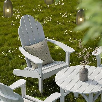 Wildridge Classic 33” Occasional Table, White - Outdoor Weather Resistant Poly Conversation Table for Patio, Porch, Deck