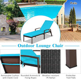 Tangkula Set of 2 Patio Rattan Chaise Lounge Chair, Outdoor Reclining Chaise with Cushion and Armrest - Photo 6