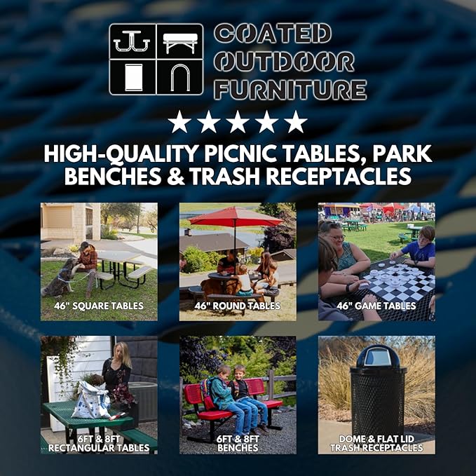 COATEDOUTDOORFURNITURE Heavy-Duty Portable ADA-Compliant Outdoor Picnic Table with Umbrella Hole - Photo 2