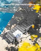 YEFU Lounge Chair Outdoor Set of 4: Outdoor Chaise Lounge with 5-Level Adjustable Backrest, Cup Holders & Wheels - Photo 6
