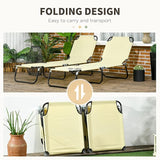 Outsunny 2 Piece Folding Chaise Lounge Pool Chairs, Outdoor Sun Tanning Chairs with 5-Level Reclining Back - Photo 5