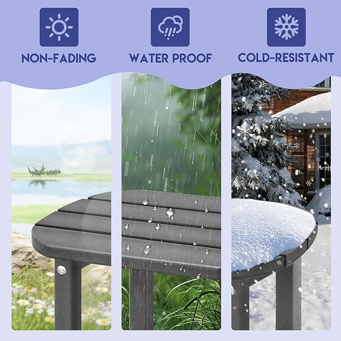LZRS Outdoor Side Table - 2-Tier Adirondack HDPE Patio End Table for Pool, Porch, Balcony & Backyard - Photo 6