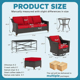 7 Pieces Outdoor Conversation Furniture Set - 77" Patio Sofa, 2 Swivel Rocker Chairs, 2 Ottomans, 1 Side Table - Photo 2