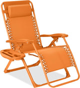 Best Choice Products Adjustable Zero Gravity Chair, Monochromatic Color Folding Patio Recliner w/Side Tray - Photo 1