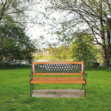 49.5in Outdoor Metal Garden Bench- Front Porch Wood Love Seat w/PVC Backrest - Photo 7
